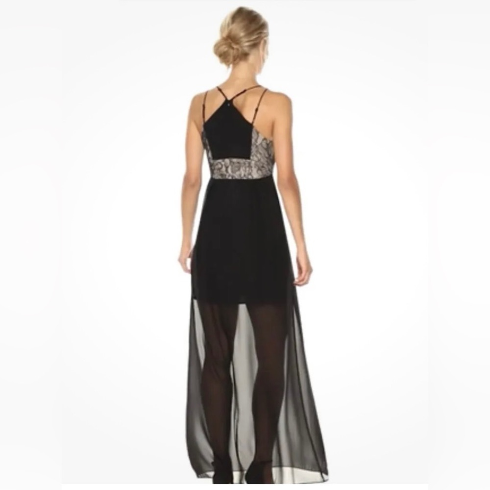 BCBGENERATION dress size 4 black tan lace panels long maxi party cocktail - Picture 5 of 14